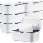 6 Pack Baby Wipes Dispenser Wipe Holder with Lids Refillable Container with Sealing Design Keeps Fresh Easy Open and Close for Bathroom Baby Nursery(Dark Blue, Dark Gray)