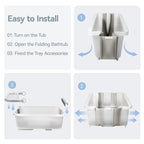 Collapsible Baby Bathtub - Large Capacity Baby Bath Tub with Thermometer & Soft Cushion | Portable Travel Newborn Infant Bathtub | Foldable Toddler Bathtub for Baby 0 to 36 Months (no Stand)