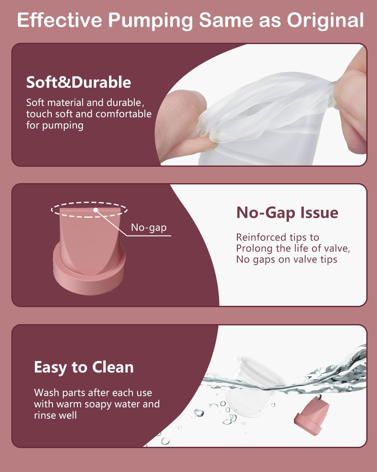 8PC M6 Breast Pump Replacement Accessories, Including 6pcs Duckbill Valve and 2pcs Diaphragms for Momcozy Mobile Style | M6, Replace for Momcozy Pump Parts, Not Original Parts, 8PC Red