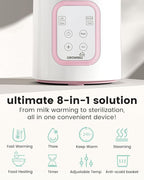 GROWNSY Bottle Warmer, Fast Baby Bottle Warmer for All Bottles, Milk Warmer for Breastmilk or Formula, Smart Temperature Control and Automatic Shut-Off- Pink