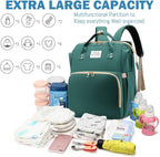 Diaper Bag Backpack with Changing Station, Nappy Baby Bags with Portable Changing Pad, 900D Waterproof Multi-Function Travel Portable Mommy Bag, Green