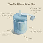 Moonkie Baby Straw Cup | Silicone Toddler Sippy Training Cup With Straw Lid | BPA-Free Drop-Proof Cup | Baby Led Weaning | 6 Months+, 5 oz, 1 Pack