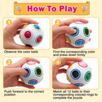 6Pack Magic Rainbow Puzzle Ball Fidget Toys, Matching Puzzle Balls Toy Stress Reliever 3D Speed Fisget Ball Brain Teasers Games for Kids Adults Christmas Stocking Stuffers Party Favor Birthday Gifts