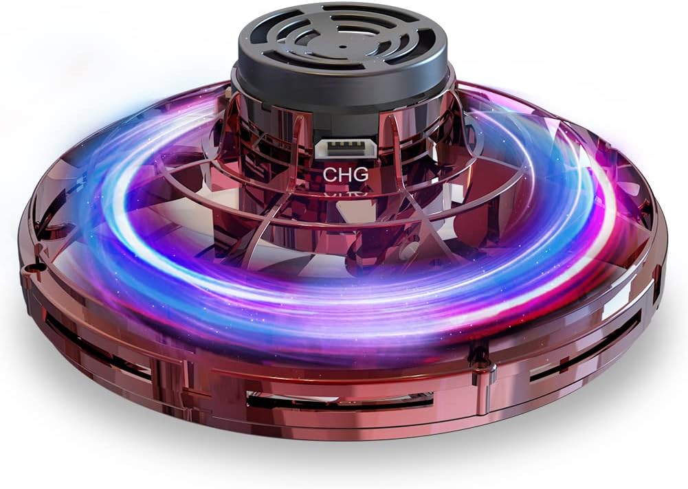 Hand Operated Mini Drones, Fidget Flying Spinner with Lights, UFO Drone Flying Toys, Cool Stuff Gadgets Christmas Birthday Gifts for Boys Girls Teens 8 9 10 11+