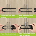 4 Pack Child Proof Sliding Cabinet Door Code Locks Baby Safety Cupboard Locks Adjustable U Shaped Cabinet Latches for Knob Handle Drawers Closet Palstic (4PCS, Black)