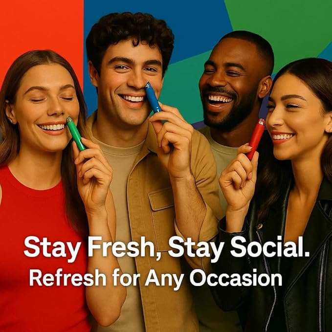 Naz Menthol Herbal Nasal Stick - Spearmint, Camphor, Eucalyptus Extracts w/Vapor Electric Nasal Inhaler for Aromatherapy, ICY Refreshing & Focus Diffuser Pen - 3Pak