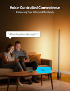 Ailofy Corner Floor Lamp, 1500lm RGBW Corner Lamp Work with Alexa & Google Assistant, 16 Million DIY Colors, Sync with Music, App Control, Modern LED Floor Lamp for Living Room & Bedroom, Black