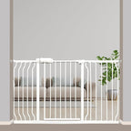 Extra Wide Baby Gate 53-57.5 Inch, Tension Mounted No Drilling, Auto Close Indoor Safety Gate for Stairs & Doorways - Metal Design for Kids and Pets, White