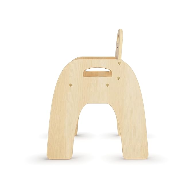 Foundations Simple Sitter 13” Low Wood Feeding Chairs, Wide No-Tip Base, Adjustable Safety Harness, Stackable Wood Toddler Chairs with Food Service Grade Finish, 2 Pack