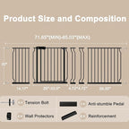 WAOWAO Baby Gate 71.65-85.03" Extra Wide Pressure Mounted Walk Through Swing Auto Close Safety Metal Black Toddler Kids Child Dog Pet Puppy for Stairs,Doorways,Kitchen