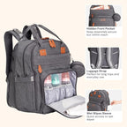 BabbleRoo Extra Large Diaper Bag Backpack, Expandable Baby Bag with Up to 50% More Capacity - Travel Essentials Baby Bag Tote with Changing Pad, Stroller Straps & Pacifier Case - Unisex, Dark Gray