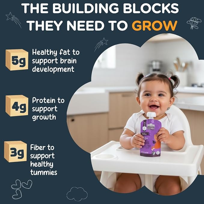 Li’l Hala Curry Chicken Baby Food Pouches – Free-Range Chicken & Organic Veggies – Protein & Healthy Fats – Toddler Meat Puree Meals for 6+ Months – No Hormones – 3.5 oz (12 Pack)