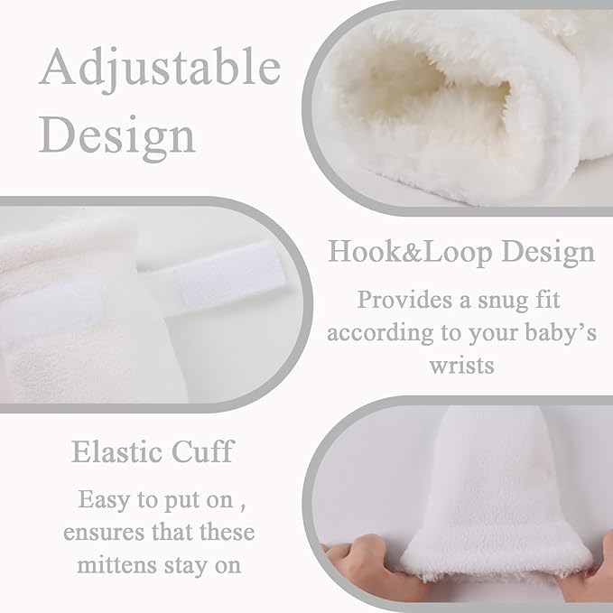 Zsedrut No Scratch Baby Mittens Toddler Infant Fleece Lined Gloves Winter Warm Mitten for Baby Boys Girls