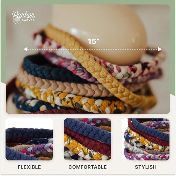 Parker Baby Co. Toddler Braided Headbands, Assorted (Pack of 10) Hair Accessories for Girls - Marigold Set