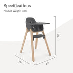 UPPAbaby Ciro High Chair/Sleek, Easy-to-Clean Design/Perfect-Fit Tray to Bring Baby to Table/Patent-Pending Harness/Dual-Position, 180-Degree Rotating Footrest/Jake (Charcoal/Rubberwood)