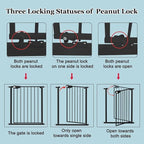 WAOWAO Triple Lock 49.21-66.54" Baby Gate Extra Wide Pressure Mounted Walk Through Swing Auto Close Safety Black Metal Dog Pet Puppy for Stairs,Doorways,Kitchen