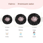 YANIBEST Baby Satin Bonnet Sleep Cap - Double Layer Reversible Adjustable Silky Satin Cap for Infant Toddler(0-6 Months,Black)