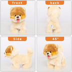 Electronic Walking Pomeranian Stuffed Dog Toy, Realistic Interactive Puppy Robot Pet Dog, Walking, Barking,Wagging Tail & Talking,Present Pet Gifts for 3+ Year Boys Girls