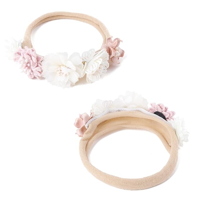 Baby Girl Nylon Headbands Flower Hair Bows Accessories-Elastic Hair Band Crown Handmade FLoral Wraps Birthday Gifts for Girls Newborn Infant Toddler 3Pcs