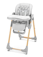 Foldable High Chair with Soft Cushion, High Chairs for Babies and Toddlers, Height Adjustable Feeding Chair, Adjustable Backrest and Footrest, Lockable Wheels, Woodgrain Star Gray