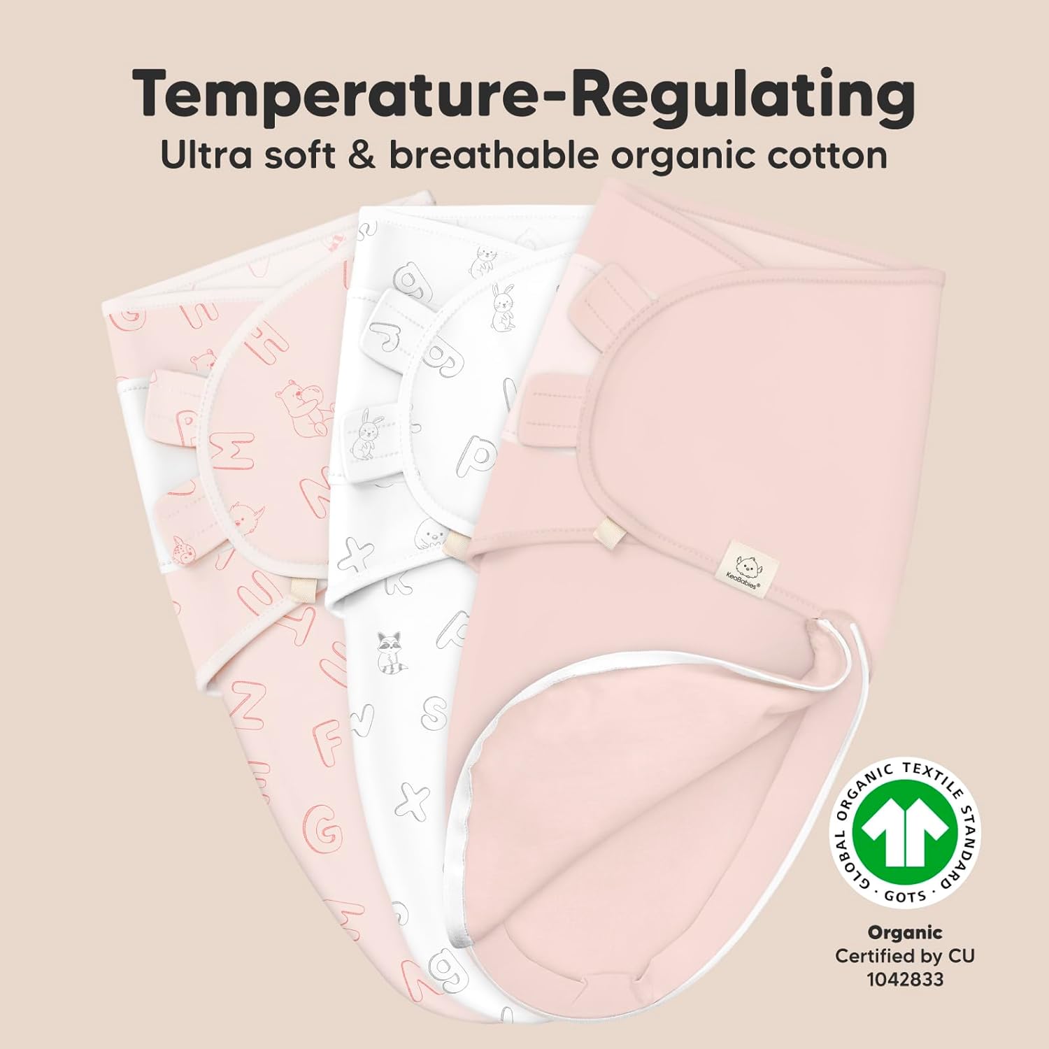 Baby Swaddle Sleep Sacks with Zipper - 3-Pack Swaddles for Newborns 0-3 Months, Infant, Baby Girls, Boys, Soft & Durable Newborn Sleep Sack, Easy Diaper Change Swaddling Blanket (ABC Land Rose)