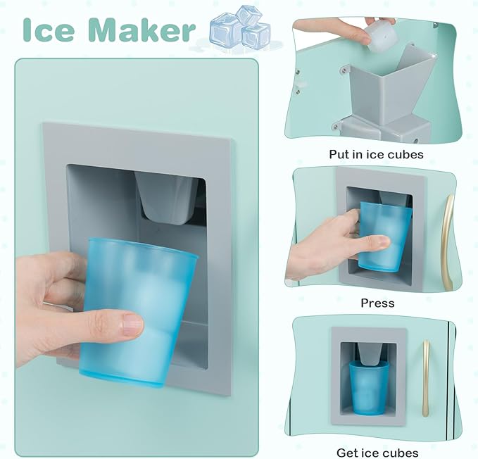 HONEY JOY Kids Kitchen Playset, Wooden Little Chef Pretend Toy Kitchen Set w/Chalkboard, Telephone, Utensils, Oven, Microwave, Sink, Storage, Play Kitchen for Toddlers Boys Girls, Green