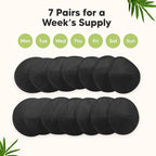 Organic Nursing Pads - 14 Washable Viscose Derived from Bamboo Breastfeeding Pads, Wash Bag, Reusable Breast Pads for Breastfeeding, Nipple Pads for Breastfeeding Essentials(Midnight Black, L 4.8")