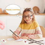 Wizard Theme Party Favors - Wand Pencils Wizard Glasses with No Lenses Lightning Bolt Scar Temporary Tattoo for Teen Kid Student Magic Birthday Party Favors School Reward Halloween Decor 12pcs each