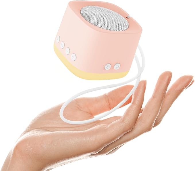 Portable White Noise Machine,Mini Sound Machine for Travel with Breathing Night Light,16 Soothing Sounds,Timer,Rechargeable Brown Noise Machines for Sleeping Adults Gift,Office Privacy,Home (Orange)