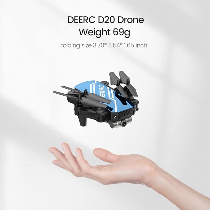 DEERC D20 Mini Drone with Camera for Kids, Remote Control Toys Gifts for Boys Girls with Voice Control, Gestures Selfie, Altitude Hold, Gravity Control, One Key Start, 3D Flips 2 Batteries, Blue