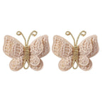 2 Pcs Butterfly Hair Bow Girl, Beige Brown Kid's Cute Hair Clips Barrettes Accessories for Infants Toddlers Baby Kids Fine Hair