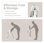 KÜB 3-in-1 Foldable Baby High Chair, 7 Height & 4 Recline Adjustable Seat & Tray for Easy Clean, 2 Locking Wheels, Multifunctional Infant High Chairs for Babies and Toddlers (Grey, with Toys)