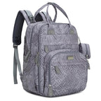 BabbleRoo Diaper Bag Backpack - Baby Essentials, Travel Essentials Baby Bag with Changing Pad, Stroller Straps & Pacifier Case - Unisex, Gray Swirls