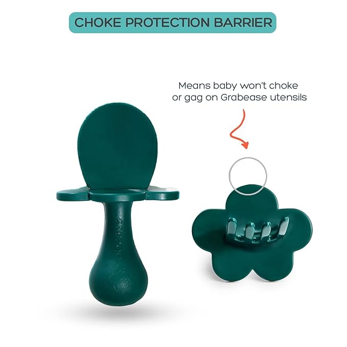 Grabease Baby Feeding Utensils Set - Infant and Baby Fork and Spoon for Ages 1-11 Months, BPAs and Phthalate-Free Cutlery, Plastic, 1 Set, Green