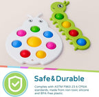 LiKee Fidget Popper Sensory Baby Toys for 10+ Months, Push and Popping Busy Board, Montessori Toys for 1+ Years Old, Airplane Car Travel Toy for Toddlers 1-3 Stress Relief (2 Pieces)