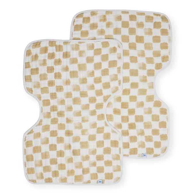 Little Unicorn Ultra-Absorbent Premium Burp Cloth 2 Pack | Soft on Baby's Skin | Larger Size | Ergonomic Design | Set of 2 (Adobe Checker)