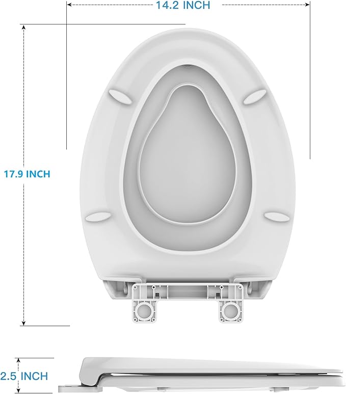 Toilet Seat with Toddler Seat Elongated – Potty Training Toilet Seats Cover for Family Bathroom, Easy Clean PP Child and Adult Toilet Seats Combo, Biscuit