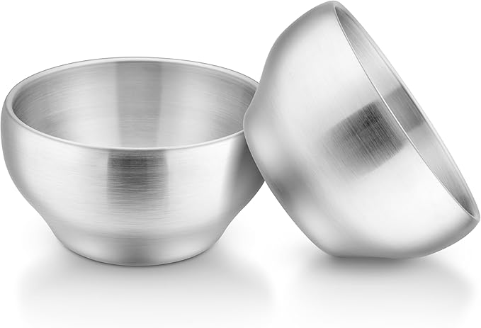 LIANYU 2-Piece 304 Stainless Steel Toddlers Bowls, 12oz Small Bowls for Kids Children Baby, Feeding Set for Soup Dinner, Heavy Duty & Double-Walled, Dishwasher Safe