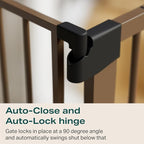 Cumbor 29.7-46" Baby Gate for Stairs, Mom's Choice Awards Winner-Auto Close Dog Gate for the House, Easy Install Pressure Mounted Pet Gates for Doorways, Easy Walk Thru Wide Safety Gate for Dog, Brown
