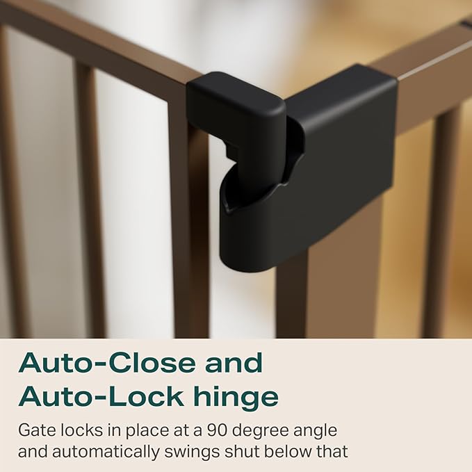Cumbor 2 Pack 29.7-46" Baby Gate for Stairs, Mom's Choice Awards Winner-Auto Close Dog Gate for doorways, Easy Install Pressure Mounted Pet Gates indoor, Easy Walk Thru Wide Safety Gate for Dog, Brown