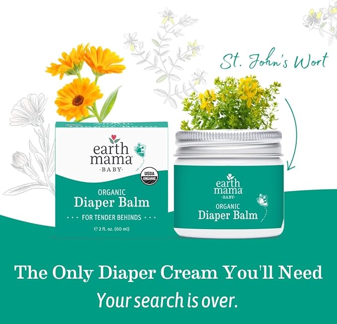 Earth Mama Organic Diaper Balm 2-Ounce | Diaper Cream for Baby | EWG Verified, Petroleum & Artificial Fragrance-Free with Calendula for Sensitive Skin (3-Pack)