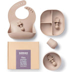 SAMiGO Silicone Baby Feeding Set, Baby Led Weaning Supplies, Suction Bowl Plate Bib Cup Self Feeding Spoons, Solid Food Eating Essentials, First Stage Utensils, 6+ Months