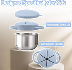 BUSOHA 2 Pack Stainless Steel Toddler Snack Cups - 9 OZ Spill-Proof Baby Snack Containers with Silicone Catcher and Lid Travel Snack Containers for Kids Food Grade Silicone Dishwasher Safe