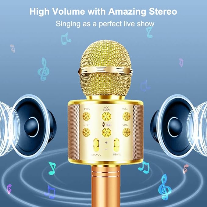 Microphone for Kids Voice Changer Karaoke Microphones Boy Girl Gifts Age 3-12 Portable Child Microphone Karaoke Kid Wireless Bluetooth Microphones Birthday