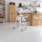 3-in-1 Foldable High Chair for Babies & Toddlers – Adjustable Height, Reclining Seat, 5-Point Safety Harness, Removable Tray, Lockable Wheels, Washable Cushion – Portable & Easy Clean, Grey