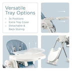 KÜB 3-in-1 Foldable Baby High Chair (Blue) | Multifunctional Infant High Chairs for Babies and Toddlers | Removable Seat & Tray for Easy Clean | 7 Height & 4 Recline Adjustable | 2 Locking Wheels