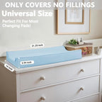 Vegan Leather Changing Pad Cover - 31"X 16" - Waterproof Wipeable, Extra Thick & Portable & Non-Slip Diaper Mat - Fits Standard Changing Tables for Baby Boy Girl (Blue)