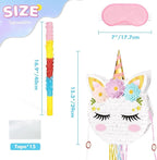 Foldable Unicorn Piñata - Unicorn Birthday Party Supplies Extendable Piñata with Blindfold Bat and Tassels Unicorn Birthday Party Decoration Games Folding Pink Unicorn Piñatas for Kids Classroom Game