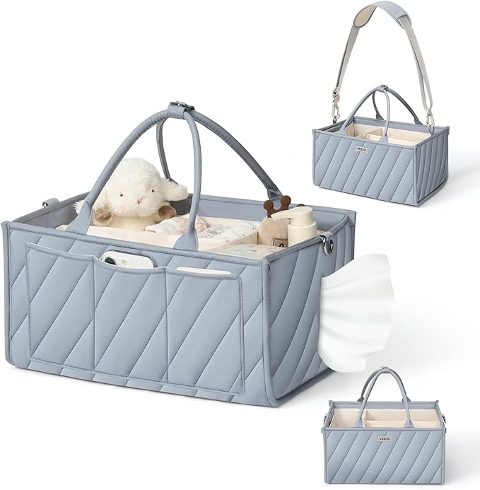 Baby Diaper Caddy with Adjustable Shoulder Strap – Multi-Functional Organizer Diaper Bag Gift for Newborn Essentials, Baby Registry must-have, Wipes & Changing Needs with Straps for Stroller