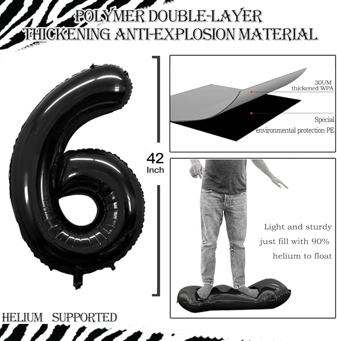 GOER Number 60 Balloons for 60th Birthday Party Decorations,42 Inch Jumbo Foil Helium Balloons for 60th Anniversary (Black)